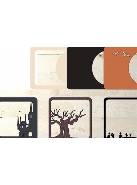 Intra απο ξύλο plywood  Χρώμα wenge 3mm-4mm πάχος - Halloween Cricut,Castle Papercutting Δίασταση 25x25 cm INTRAFABR-16118508