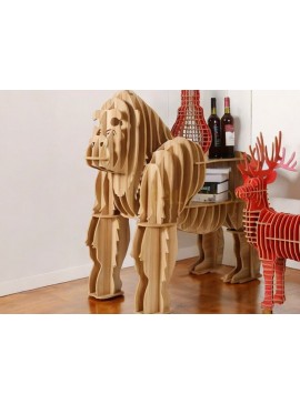 Intra απο ξύλο plywood 3mm-4mm πάχος – Βιβλιοθήκη σε σχήμα Γορίλας Ξύλινο Βοηθητικό Τραπέζι 35x40 cm INTRAVECTRY-MY542458