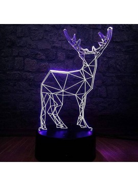 Intra απο ξύλο plywood 3mm-4mm πάχος – Γεωμετρικό φωτιστικό τάρανδος 3D Illusion για Χριστουγεννιάτικα στολίδια 15x20 cm INTRAVECTRY-MY558259