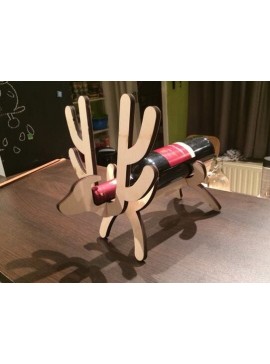 Intra απο ξύλο plywood 3mm-4mm πάχος – ξύλο θήκης φιάλης κρασιού με ένα ζώο ελάφι 20x25 cm INTRAVECTRY-MY542511