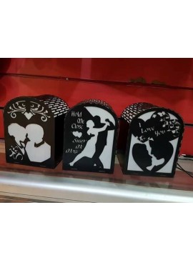 Intra απο ξύλο plywood 3mm-4mm πάχος – Ρομαντικό Ζευγάρι Ξύλινο Light Box 3 Σχέδια 10x10 cm INTRAVECTRY-MY552230