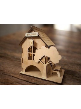 Intra απο ξύλο plywood 3mm-4mm πάχος – Θήκη τσαγιού με θέμα το σπίτι για διακόσμηση κουζίνας 40x40 cm INTRAVECTRY-MY547053