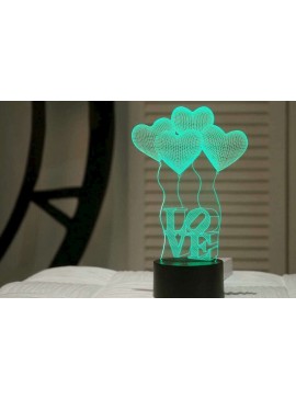 Intra απο ξύλο plywood 3mm-4mm πάχος – ξύλο χαρακτικής λέιζερ 3D Romantic Love Heart με ακρυλικό φωτιστικό LED 10x10 cm INTRAVECTRY-MY556959