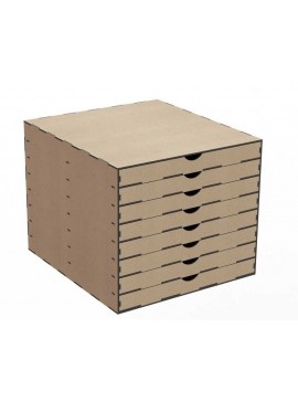 Intra απο ξύλο plywood 3mm-4mm πάχος – 8 Συρτάρια Ντουλάπι αρχείων μεγέθους Α4 10x10 cm INTRAVECTRY-MY552276