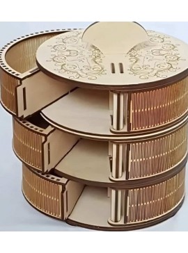 Intra απο ξύλο plywood 3mm-4mm πάχος – Κουτί κοσμημάτων σε κύκλο τριών στρωμάτων με λίμα 3 χιλιοστών έξι τμημάτων 30x30 cm INTRAVECTRY-MY547672