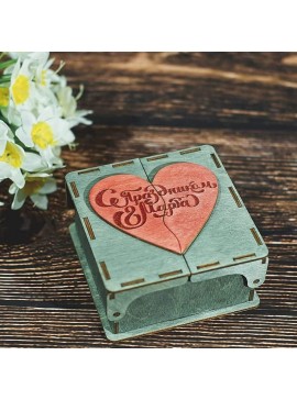 Intra απο ξύλο plywood 3mm-4mm πάχος – Διπλό αρθρωτό κουτί με λίμα με καπάκι παζλ Heart 12x15 cm INTRAVECTRY-MY557067