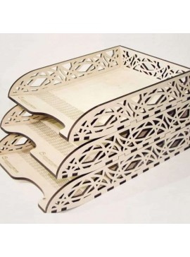 Intra απο ξύλο plywood 3mm-4mm πάχος – Ξύλινος διακοσμητικός δίσκος χαρτιού 3 επιπέδων οργάνωσης για ξύλο γραφείου 15x20 cm INTRAVECTRY-MY547664