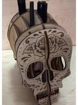 Intra απο ξύλο plywood 3mm-4mm πάχος – ξύλο οργανωτή γραφείου θήκης για στυλό κρανίου με χαραγμένο ξύλο 15x20 cm INTRAVECTRY-MY547681