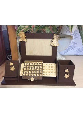 Intra απο ξύλο plywood 3mm-4mm πάχος – Οργανωτής γραφείου με κορνίζα φωτογραφιών διαρκούς ημερολογίου και ξύλο θήκης κινητού 50x60 cm INTRAVECTRY-MY547695