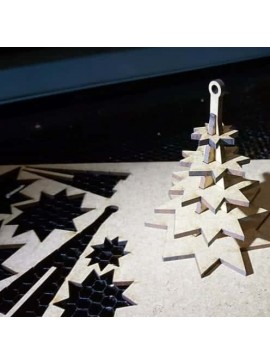 Intra απο ξύλο plywood 3mm-4mm πάχος – Μίνι πολυστρωματικό ντεκόρ χριστουγεννιάτικου δέντρου με εννέα αστεράκια 40x45 cm INTRAVECTRY-MY558990