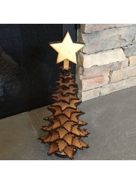 Intra απο ξύλο plywood 3mm-4mm πάχος – Ξύλινο ξύλο χριστουγεννιάτικο δέντρο με πολλά στρώματα αστέρια 40x45 cm INTRAVECTRY-MY558997