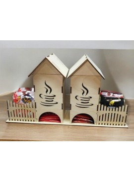 Intra απο ξύλο plywood 3mm-4mm πάχος – Διπλό Tea House για φακελάκια τσαγιού μιας χρήσης 12x15 cm INTRAVECTRY-MY551983