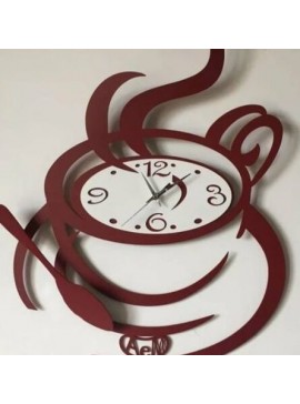 Intra απο ξύλο plywood 3mm-4mm πάχος – ξύλο Ρολόι τοίχου Κουζίνας Φλιτζάνι Καφέ 25x30 cm INTRAVECTRY-MY560967