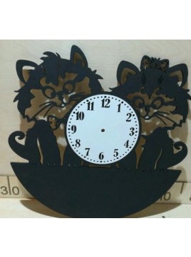 Intra απο ξύλο plywood 3mm-4mm πάχος – ξύλο ρολόι τοίχου Cute Kittens για Παιδικό Δωμάτιο 20x20 cm INTRAVECTRY-MY561003