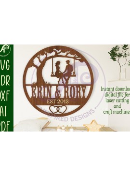 Σετ των 3 Intra απο ξύλο plywood 3mm-4mm πάχος Ζευγάρι επετείου με θέμα το όνομα Swing Δίασταση 6x6 cm INTRAFABR-109248007