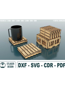 Σετ των 3 Intra απο ξύλο plywood 3mm-4mm πάχος Coaster Pallet Coaster Δίασταση 15x15 cm INTRAFABR-57144003