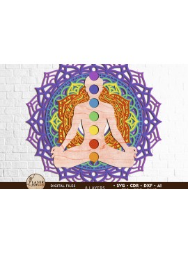 Σετ των 2 Intra απο ξύλο plywood 3mm-4mm πάχος Διακόσμηση τοίχου Buddha Mandala Δίασταση 30x30 cm INTRAFABR-105161095