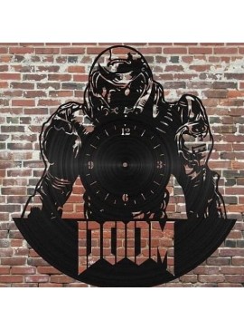 Intra απο ξύλο plywood 3mm-4mm πάχος – ξύλο ρολόι τοίχου Doomguy Vinyl Record Δώρο για Gamers 40x45 cm INTRAVECTRY-MY557353