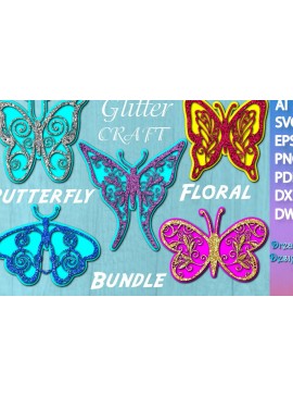 Σετ των 2 Intra απο ξύλο plywood 3mm-4mm πάχος Πεταλούδα λουλουδάτο χαρτιού κοπής Δίασταση 40x40 cm INTRAFABR-33843732