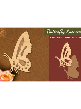 Σετ των 2 Intra απο ξύλο plywood 3mm-4mm πάχος Διακόσμηση κοπής με λέιζερ πεταλούδας 6 Δίασταση 15x15 cm INTRAFABR-111785750