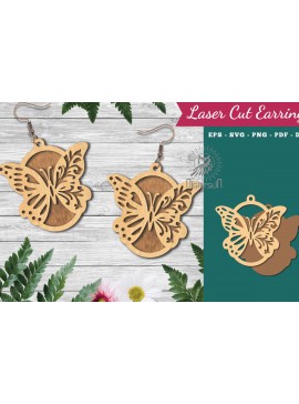 Σετ των 3 Intra απο ξύλο plywood 3mm-4mm πάχος Σκουλαρίκια κομμένα με λέιζερ πεταλούδα 1 Δίασταση 3x3 cm INTRAFABR-123580678