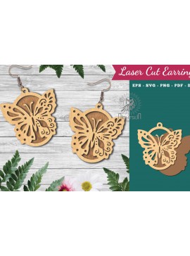 Σετ των 3 Intra απο ξύλο plywood 3mm-4mm πάχος Σκουλαρίκια κοπής με λέιζερ πεταλούδα 2 Δίασταση 3x3 cm INTRAFABR-123580744