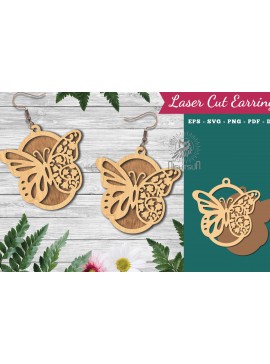 Σετ των 3 Intra απο ξύλο plywood 3mm-4mm πάχος Σκουλαρίκια κοπής με λέιζερ πεταλούδα 3 Δίασταση 3x3 cm INTRAFABR-123580770