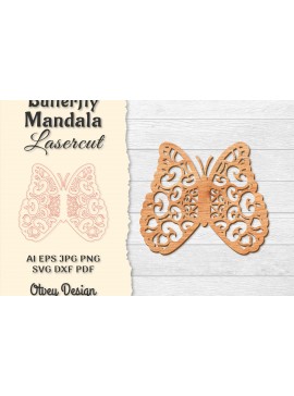 Σετ των 2 Intra απο ξύλο plywood 3mm-4mm πάχος Πεταλούδα Mandala  Δίασταση 30x30 cm INTRAFABR-121045411