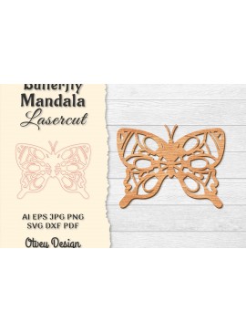 Σετ των 2 Intra απο ξύλο plywood 3mm-4mm πάχος Πεταλούδα Mandala  Δίασταση 30x30 cm INTRAFABR-121045420