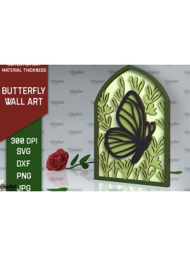 Σετ των 2 Intra απο ξύλο plywood 3mm-4mm πάχος Σχέδιο κοπής με λέιζερ τέχνης τοίχου πεταλούδας Δίασταση 40x40 cm INTRAFABR-102118028