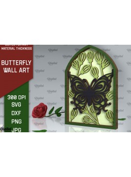 Intra απο ξύλο plywood 3mm-4mm πάχος Σχέδιο κοπής με λέιζερ τέχνης τοίχου πεταλούδας Δίασταση 40x40 cm INTRAFABR-102117758