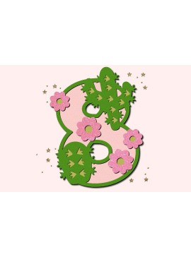 Σετ των 2 Intra απο ξύλο plywood 3mm-4mm πάχος Cactus Numbers 3D Δίασταση 15x15 cm INTRAFABR-102387609