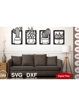 Σετ των 2 Intra απο ξύλο plywood 3mm-4mm πάχος Cactus Plant  Cnc Cnc Pdf Δίασταση 9x15 cm INTRAFABR-122909043