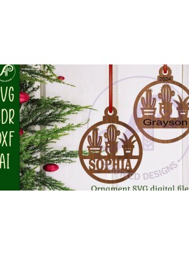 Σετ των 3 Intra απο ξύλο plywood 3mm-4mm πάχος Χριστουγεννιάτικο στολίδι Cactus Plant Lovers Δίασταση 3x3 cm INTRAFABR-107928544