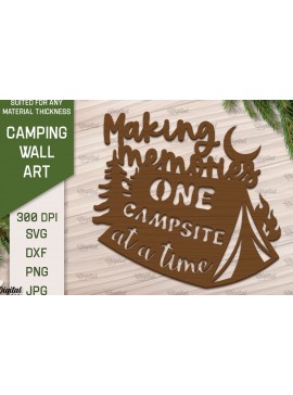 Intra απο ξύλο plywood 3mm-4mm πάχος Camping Wall Art . Camping Papercut Δίασταση 40x40 cm INTRAFABR-91963017