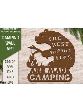 Σετ των 2 Intra απο ξύλο plywood 3mm-4mm πάχος Camping Wall Art . Camping Papercut Δίασταση 40x40 cm INTRAFABR-91963101