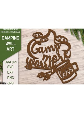 Σετ των 2 Intra απο ξύλο plywood 3mm-4mm πάχος Camping Wall Art . Camping Papercut Δίασταση 40x40 cm INTRAFABR-91963117