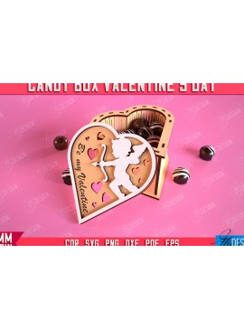 Σετ των 2 Intra απο ξύλο plywood 3mm-4mm πάχος Candy Box Ημέρα του Αγίου Βαλεντίνου | Κουτί θεραπείας Δίασταση 15x15 cm INTRAFABR-113523248