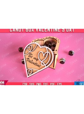 Σετ των 2 Intra απο ξύλο plywood 3mm-4mm πάχος Candy Box Ημέρα του Αγίου Βαλεντίνου | Κουτί θεραπείας Δίασταση 15x15 cm INTRAFABR-113523258