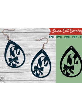 Σετ των 3 Intra απο ξύλο plywood 3mm-4mm πάχος Σκουλαρίκια Candy Cane Design Δίασταση 3x3 cm INTRAFABR-111318047