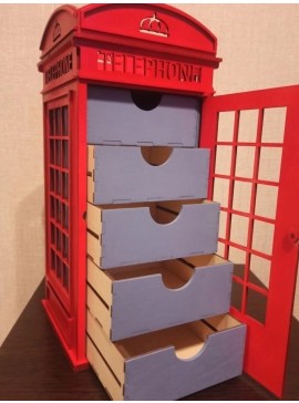 Σετ των 2 Intra απο ξύλο plywood 3mm-4mm πάχος – ξύλο συρταριέρα για τηλεφωνικό θάλαμο Λονδίνου 35x40 cm INTRAVECTRY-MY556049