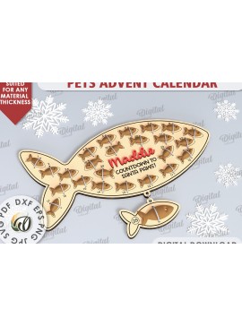 Σετ των 2 Intra απο ξύλο plywood 3mm-4mm πάχος Cat Advent Calendar Design Cut  Δίασταση 30x20 cm INTRAFABR-108510707