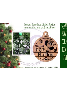 Σετ των 3 Intra απο ξύλο plywood 3mm-4mm πάχος Χριστουγεννιάτικο στολίδι για γάτα και σκύλο  Δίασταση 4x4 cm INTRAFABR-102260005