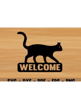 Σετ των 2 Intra απο ξύλο plywood 3mm-4mm πάχος Cat Welcome Design Διακοσμητικό τοίχου με Δίασταση 40x40 cm INTRAFABR-70294134