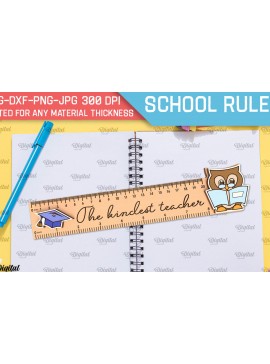 Σετ των 2 Intra απο ξύλο plywood 3mm-4mm πάχος Σχέδιο κοπής με λέιζερ Παιδικός Σχολικός Χάρακας Δίασταση 30x20 cm INTRAFABR-102185345