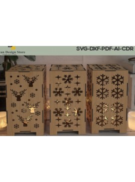 Σετ των 2 Intra απο ξύλο plywood 3mm-4mm πάχος Χριστουγεννιάτικα φωτιστικά Δίασταση 30x20 cm INTRAFABR-39970907