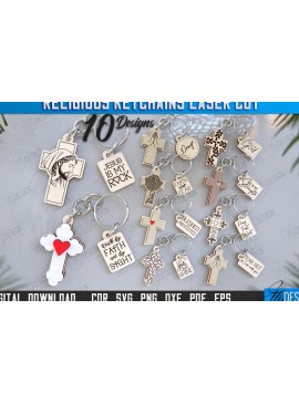 Σετ των 3 Intra απο ξύλο plywood 3mm-4mm πάχος Christian Keychain |CNC Δίασταση 6x6 cm INTRAFABR-123417715