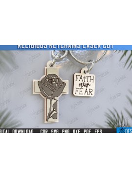 Σετ των 3 Intra απο ξύλο plywood 3mm-4mm πάχος Christian Keychain | Μπρελόκ Δίασταση 6x6 cm INTRAFABR-123417644