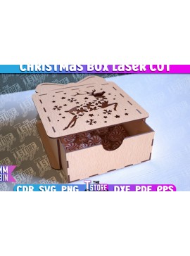 Σετ των 2 Intra απο ξύλο plywood 3mm-4mm πάχος Χριστουγεννιάτικο κουτί | CNC Δίασταση 15x15 cm INTRAFABR-86353753