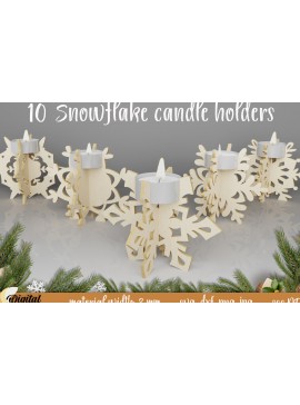 Σετ των 2 Intra απο ξύλο plywood 3mm-4mm πάχος Χριστουγεννιάτικες Κηροπήγια  Δίασταση 15x15 cm INTRAFABR-82536140